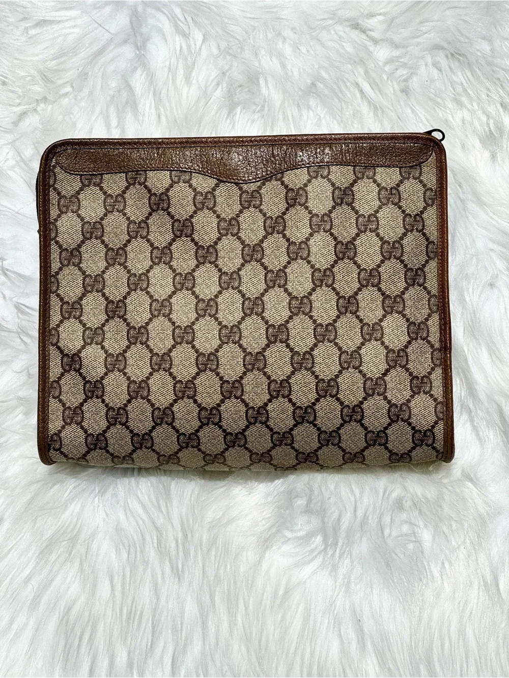 Gucci GG Clutch VTG Zipper closure tan 8x10x3” unisex - Picture 6 of 17